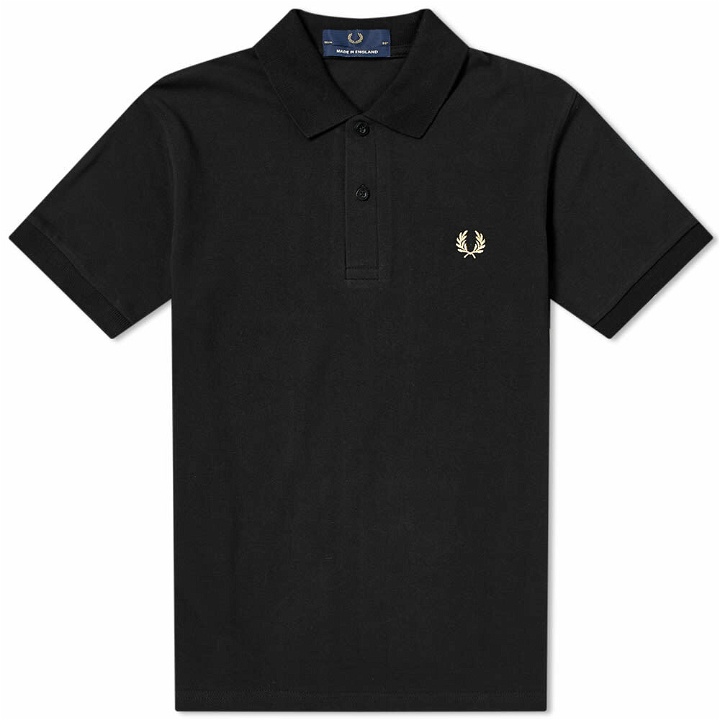 Photo: Fred Perry Authentic Men's Reissues Original Plain Polo Shirt in Black/Champagne