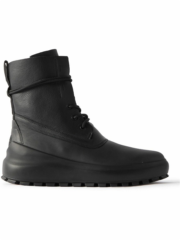 Photo: Stone Island Shadow Project - Rubber and Webbing-Trimmed Leather Boots - Black
