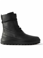 Stone Island Shadow Project - Rubber and Webbing-Trimmed Leather Boots - Black