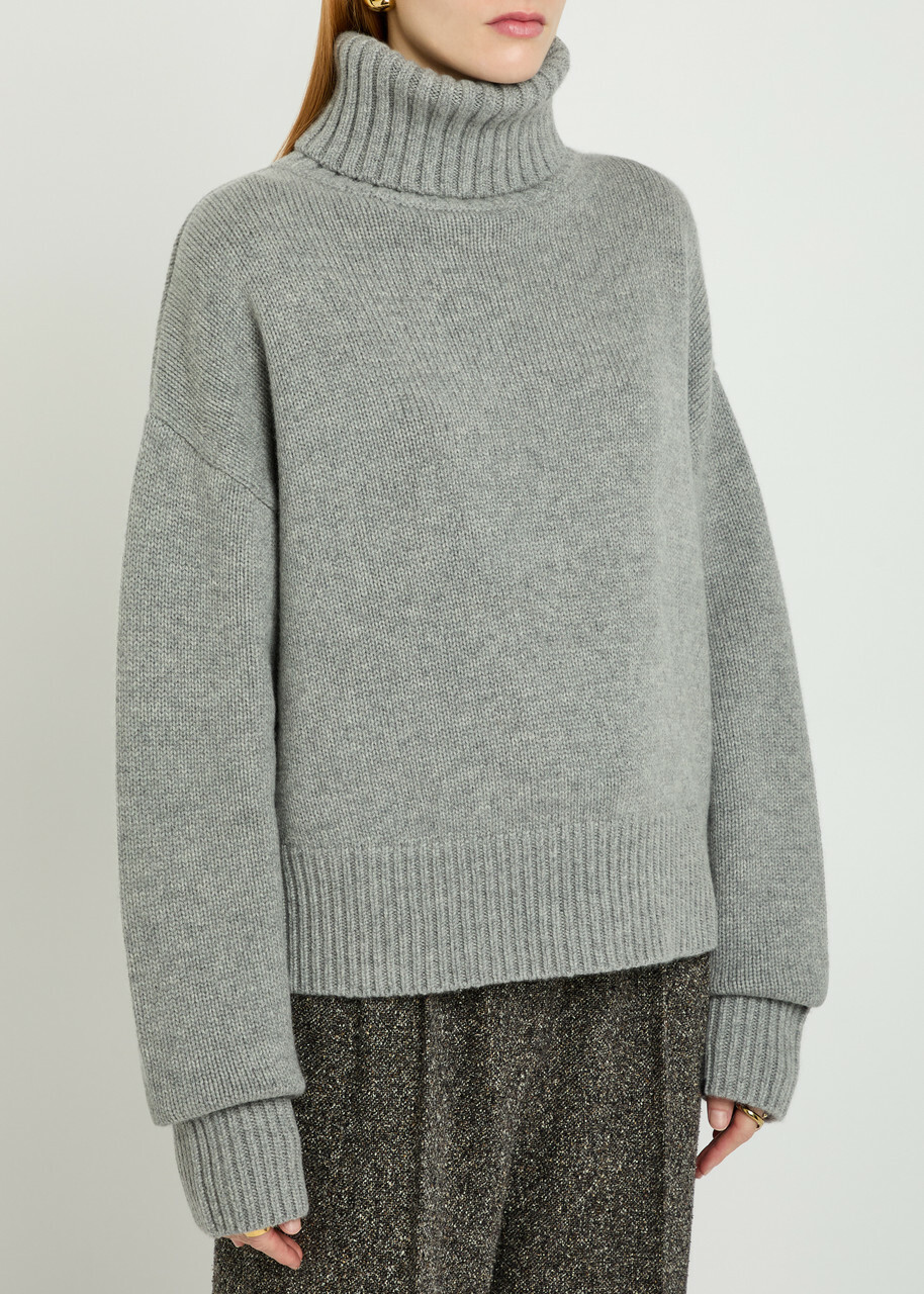 Extreme Cashmere N°434 Crop Xtra Roll-neck Cashmere Jumper - Grey - One Size