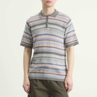 thisisneverthat Men's Striped Knit Polo in Pink Grey