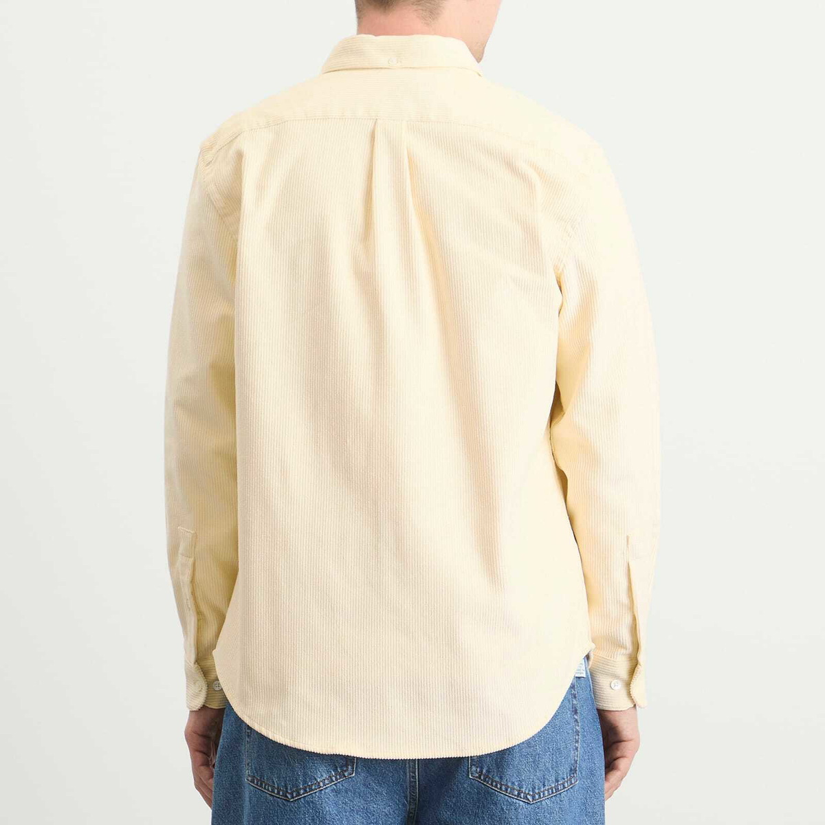 Portuguese Flannel Men's Lobo Button Down Corduroy Shirt in Ecru