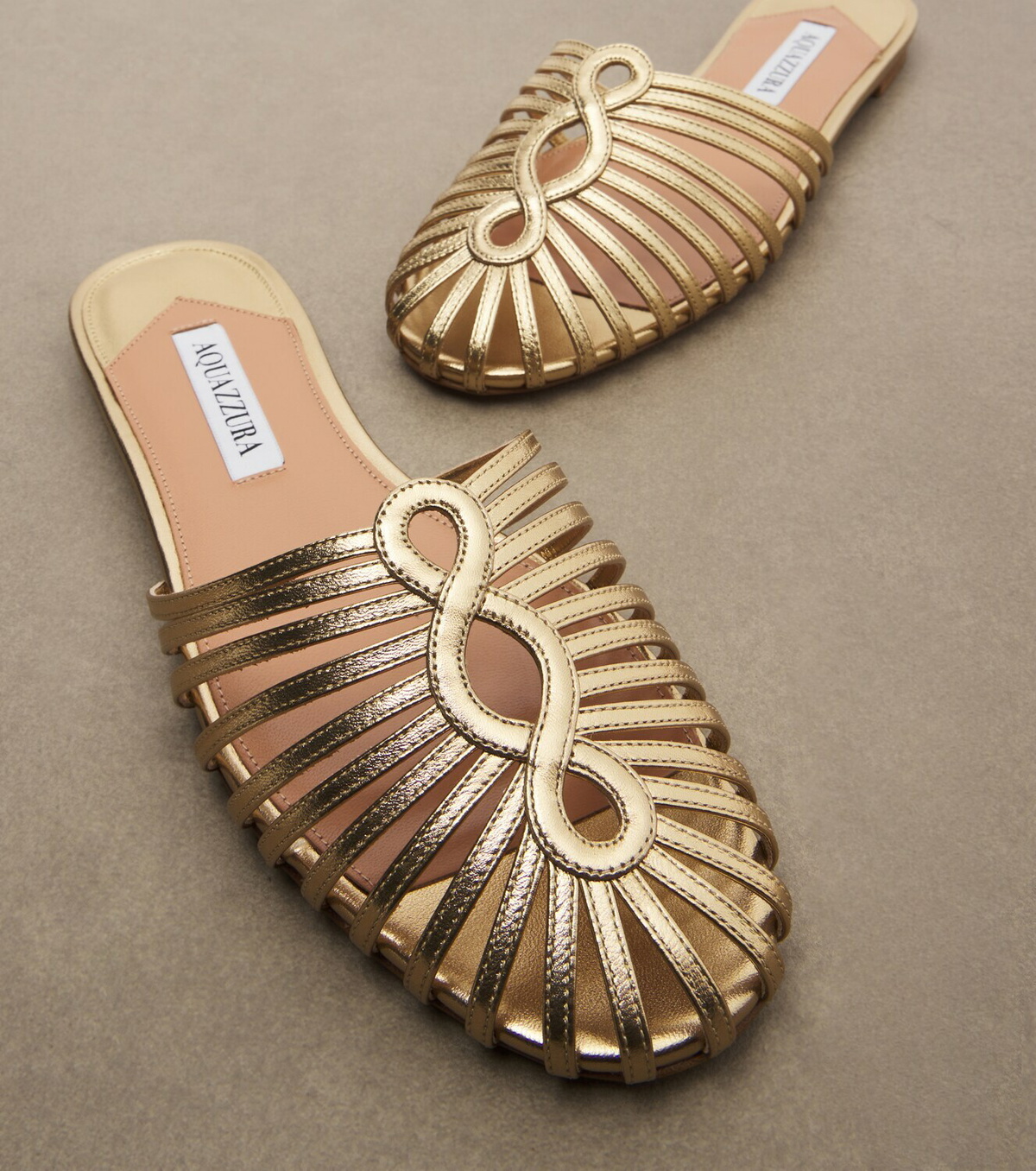 Aquazzura Sweet Surrender metallic leather mules
