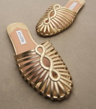 Aquazzura Sweet Surrender metallic leather mules