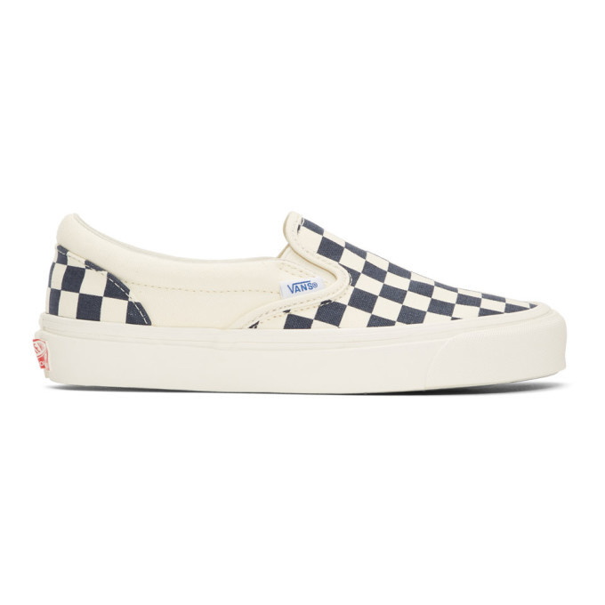Photo: Vans Blue and White OG Checkerboard Classic Slip-On Sneakers