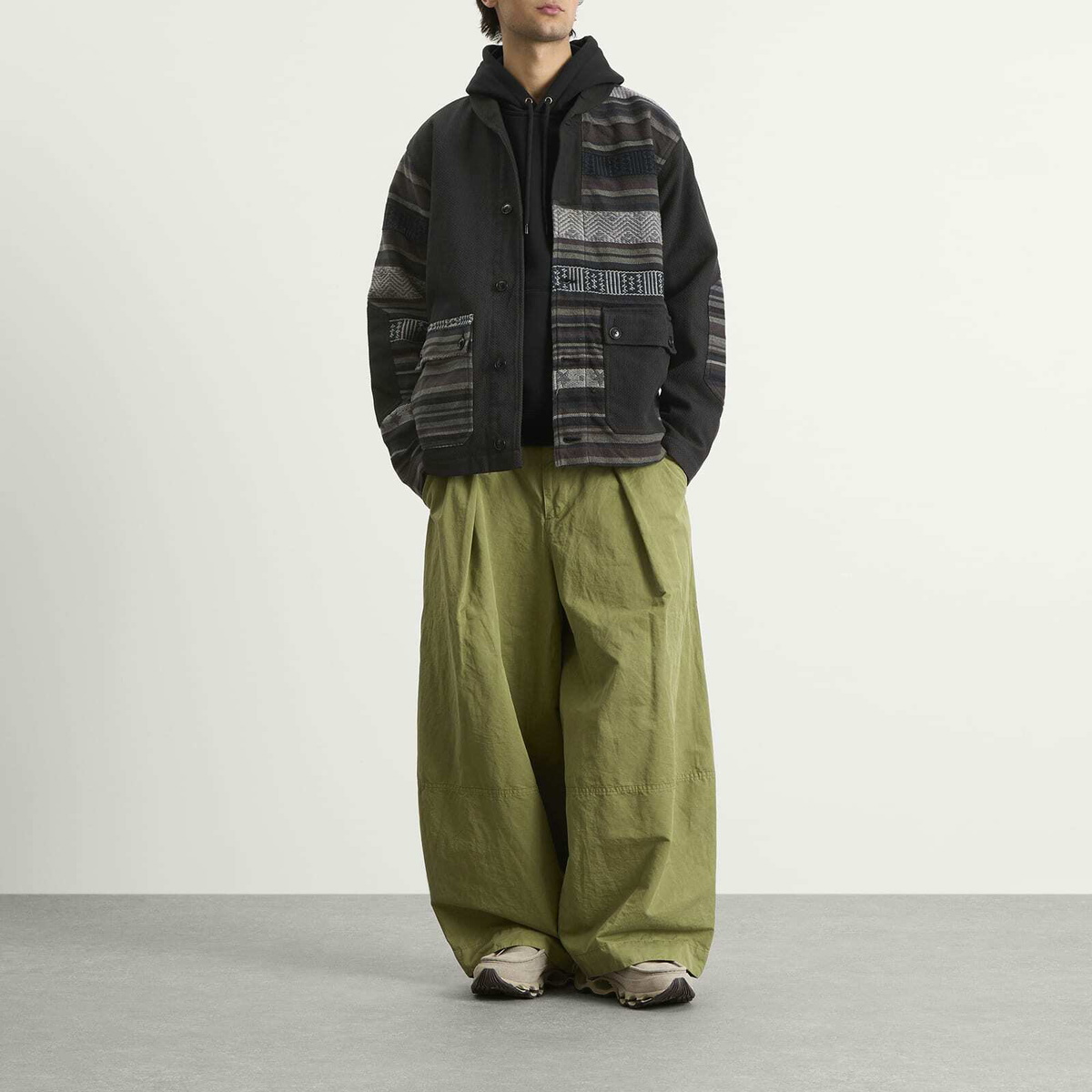 Maharishi Men's Upcycled Patchwork Chore Jacket in Black