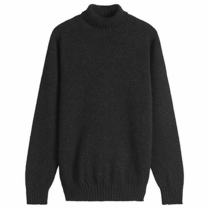 Photo: Jamieson's of Shetland Men's Jamiesons of Shetland Roll Neck Knit in Black Mix