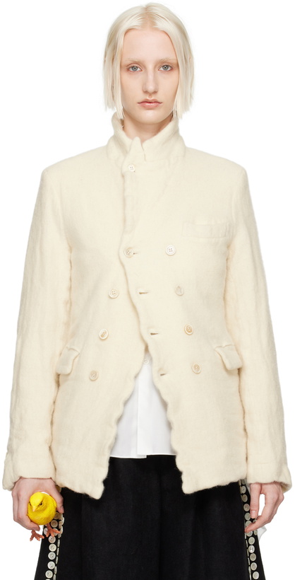 Photo: Comme des Garçons Homme Plus Off-White Double-Breasted Blazer
