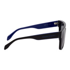 Alexander McQueen Black and Blue Selvedge Flat Top Sunglasses