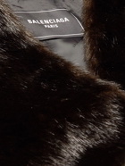 Balenciaga - Oversized Faux Fur Hooded Coat - Brown