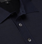 Dunhill - Herringbone-Knit Mulberry Silk Polo Shirt - Navy