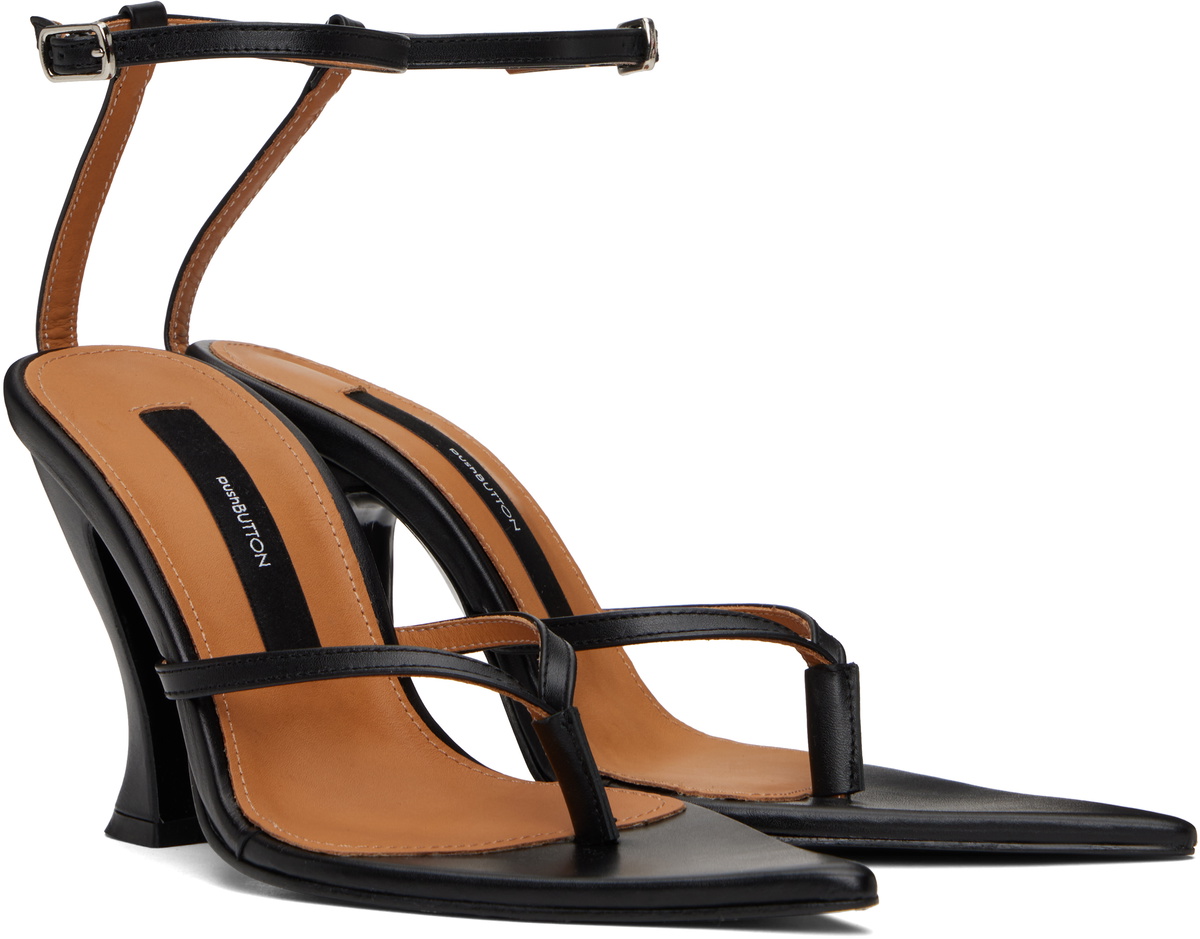 Pushbutton Black Pointy Heels