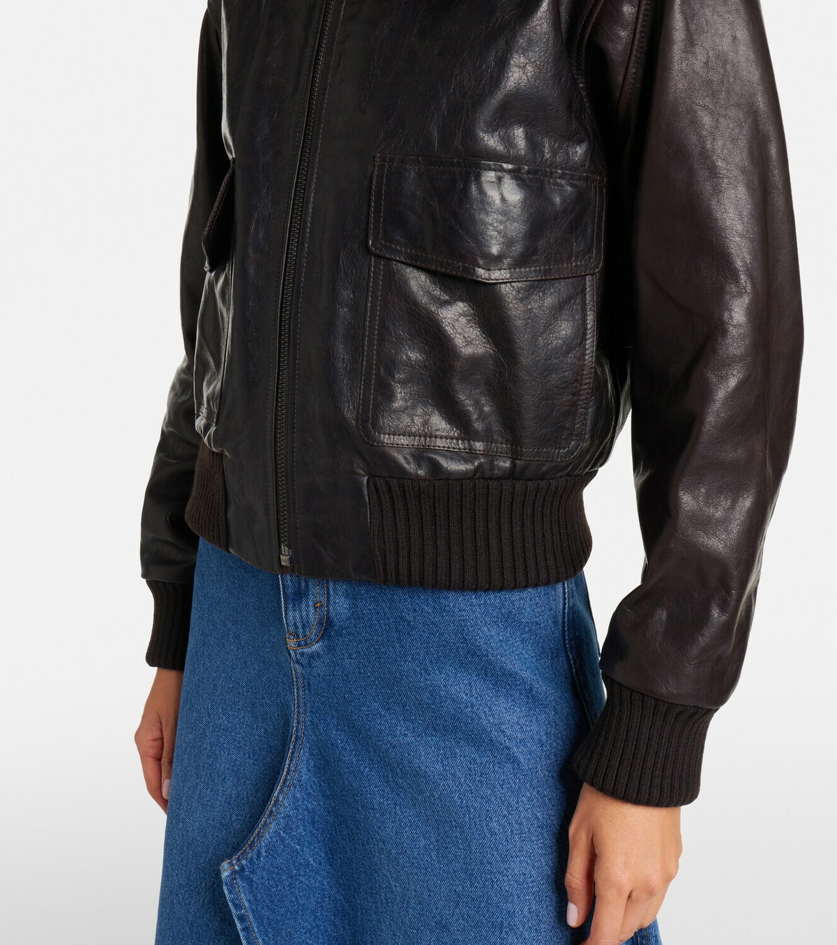 Victoria Beckham Shearling-trimmed leather jacket