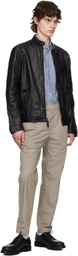 Polo Ralph Lauren Black Café Racer Leather Jacket