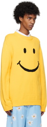 Moschino Yellow Cotton Blend Smiley Sweater