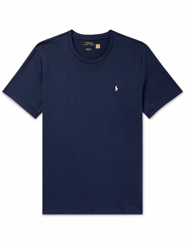 Photo: Polo Ralph Lauren - Logo-Embroidered Cotton-Jersey Pyjama Top - Blue