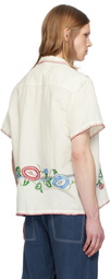 HARAGO White Embroidered Linen Shirt