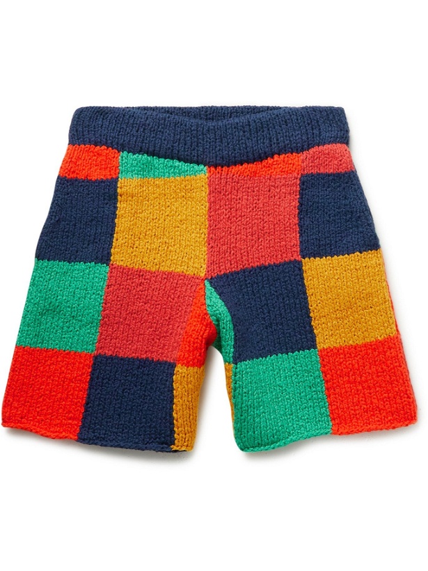 Photo: THE ELDER STATESMAN - Colour-Block Knitted Organic Cotton Shorts - Multi - XS/S