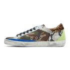 Golden Goose Black and Multicolor Snake Camouflage Superstar Sneakers
