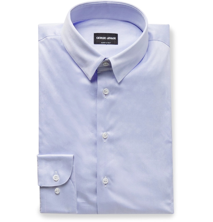 Photo: Giorgio Armani - Light-Blue Cotton Shirt - Blue