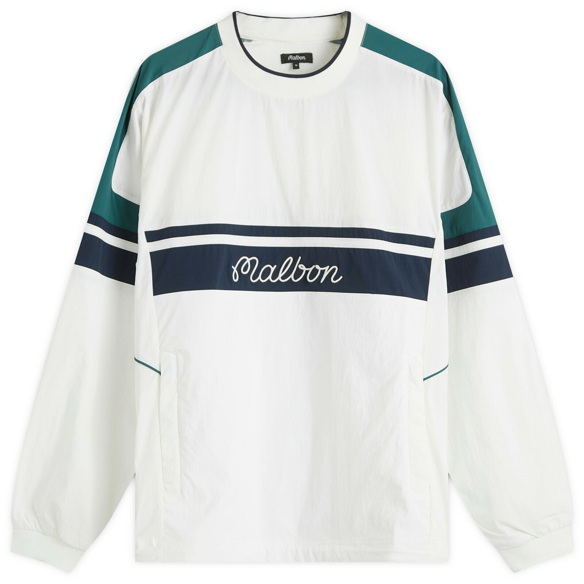 Malbon Men's Sportivia Nylon Popover Jacket in White