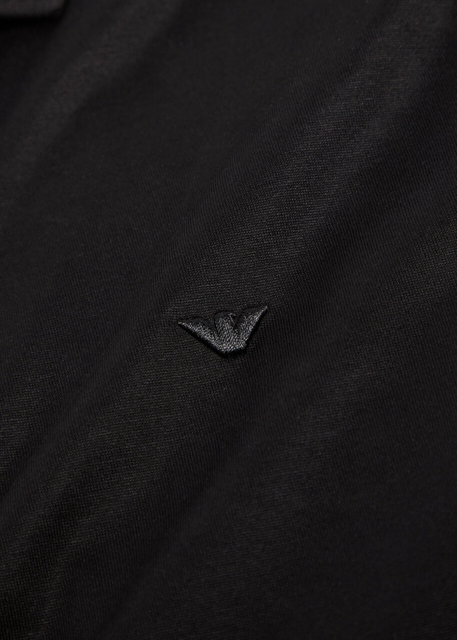 Emporio Armani Logo-embroidered Jersey Polo Shirt Black
