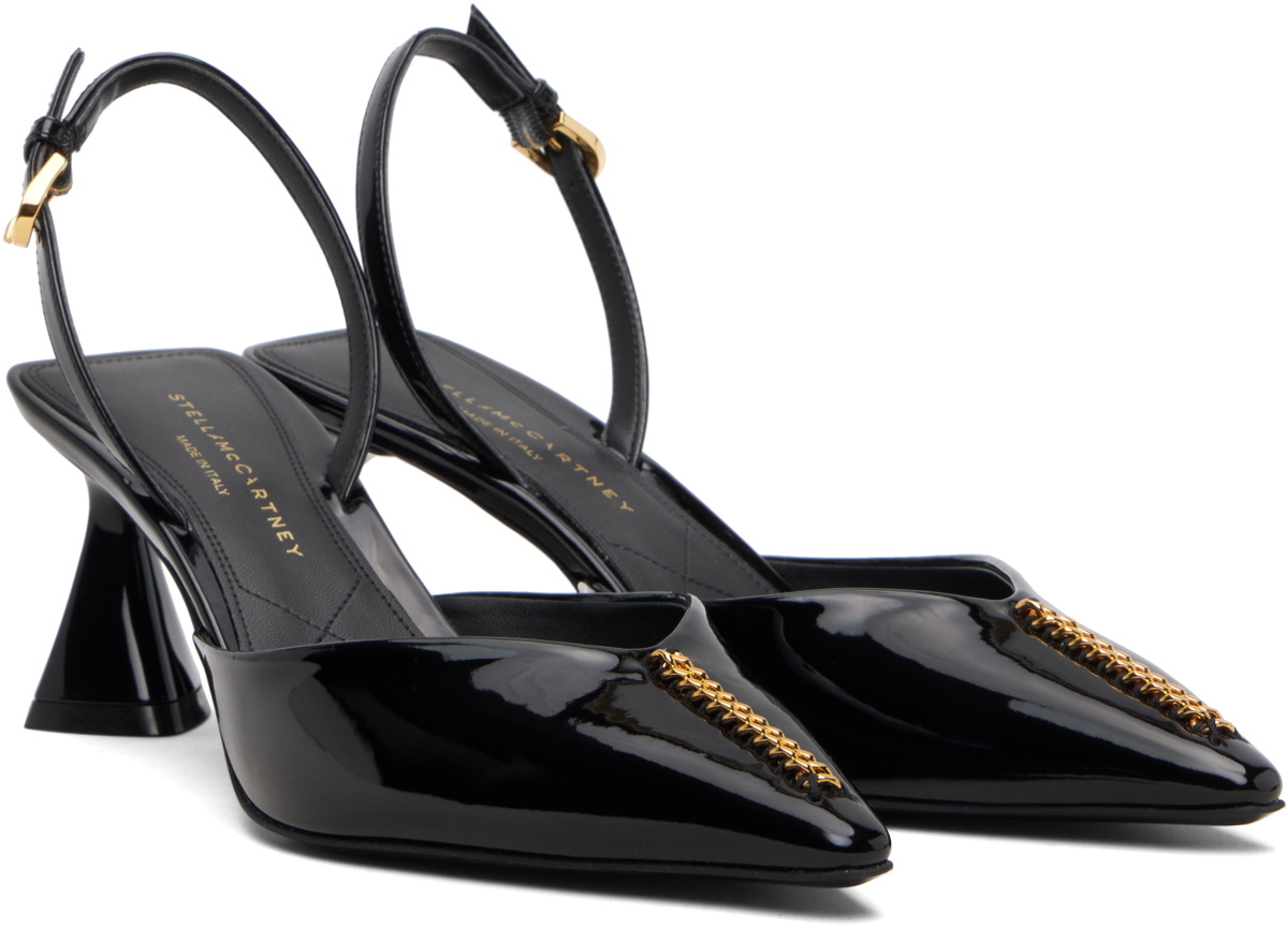 Stella McCartney Black Elsa Patent Slingback Heels
