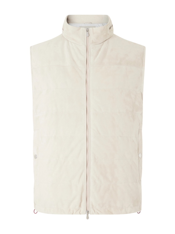Photo: Brunello Cucinelli - Hooded Suede Down Gilet - Neutrals