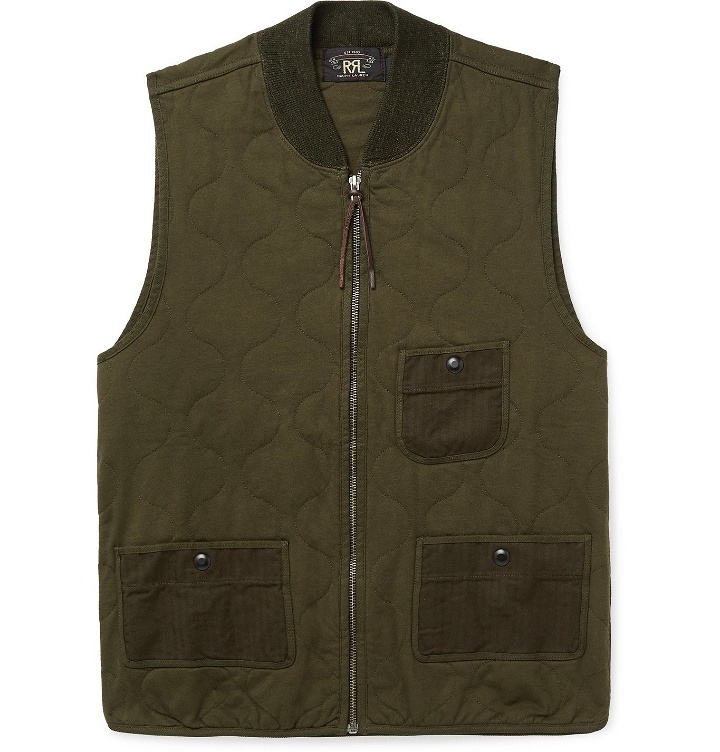 Photo: RRL - Quilted Cotton-Twill Gilet - Green