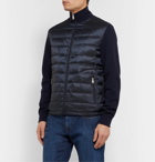 Ralph Lauren Purple Label - Slim-Fit Panelled Merino Wool and Quilted Shell Down Zip-Up Sweater - Blue