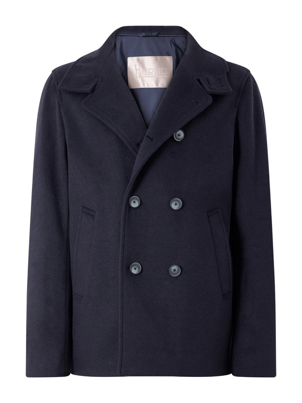 Photo: Herno - Double-Breasted Woven Coat - Blue