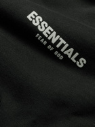 Fear of God Essentials Kids - Logo-Flocked Cotton-Blend Jersey Hoodie - Black