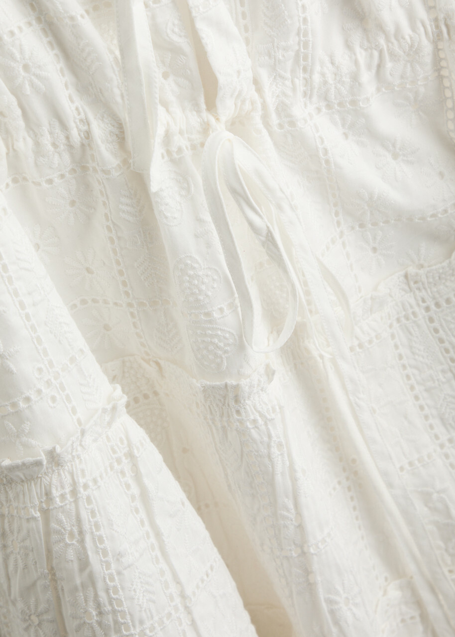 ganni broderie-anglaise cotton mini dress Ganni + Cotton Broderie Anglaise Minidress