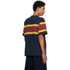 sacai Navy & Burgundy Chusen-Dyed Cotton Jersey T-shirt