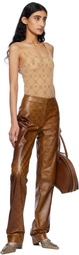 Marine Serre Beige Recycled Mesh Flock Bodysuit