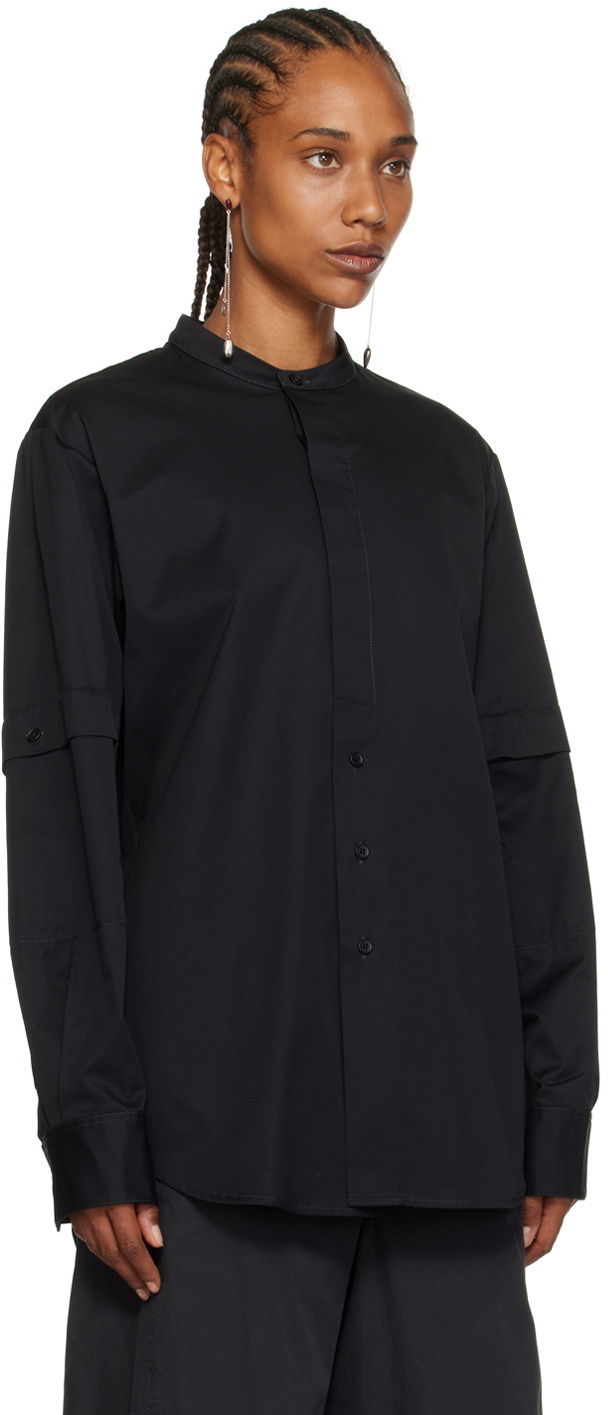 LEMAIRE Black Band Collar Shirt