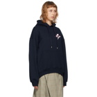 SJYP Navy Logo Hoodie