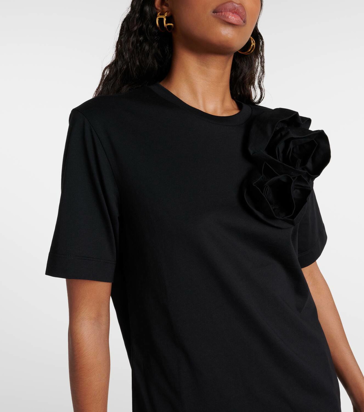 【SIMONE ROCHA】花柄アップリケ コットンTシャツ 送料込/関税込□Simone Rocha□花柄アップリケコットンTシャツ