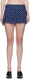 GUIZIO Navy Chiffon Slit Miniskirt