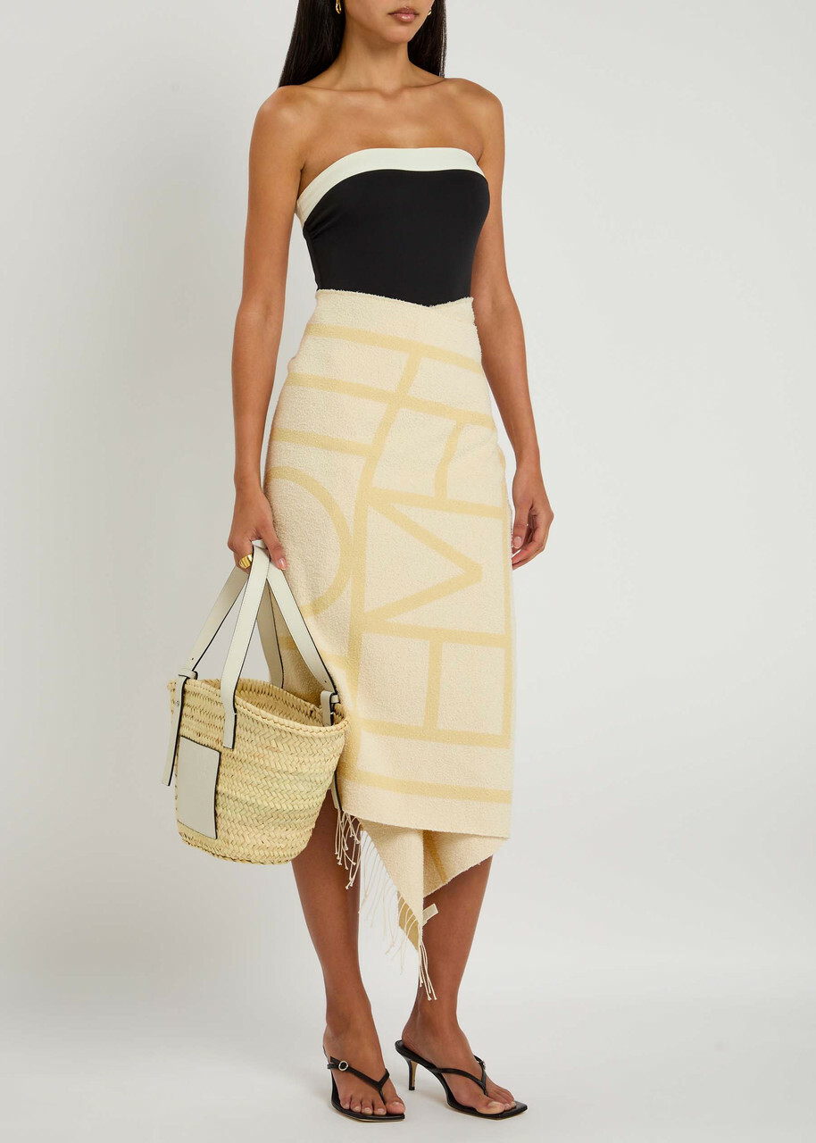 TOTEME｜ (Monogram jacquard Sarong (252-WSC0102-FB0404 2 Toteme Monogram Jacquard Sarong Coverup - Bergdorf Goodman