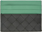 Bottega Veneta Black & Green Intrecciato Card Holder