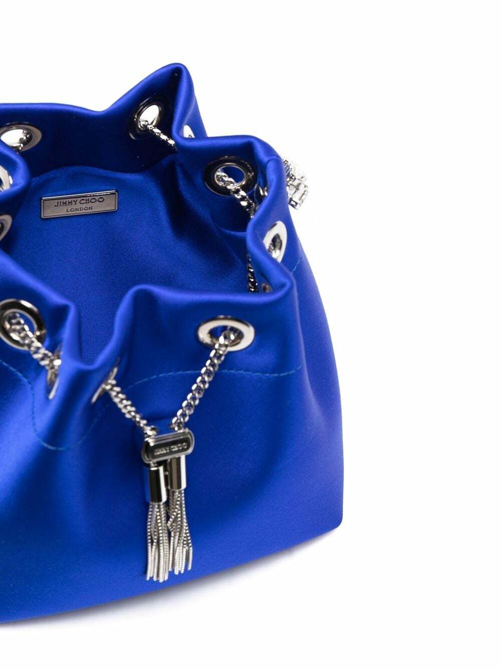 JIMMY CHOO - Bon Bon Crystal Embellished Satin Bucket Bag