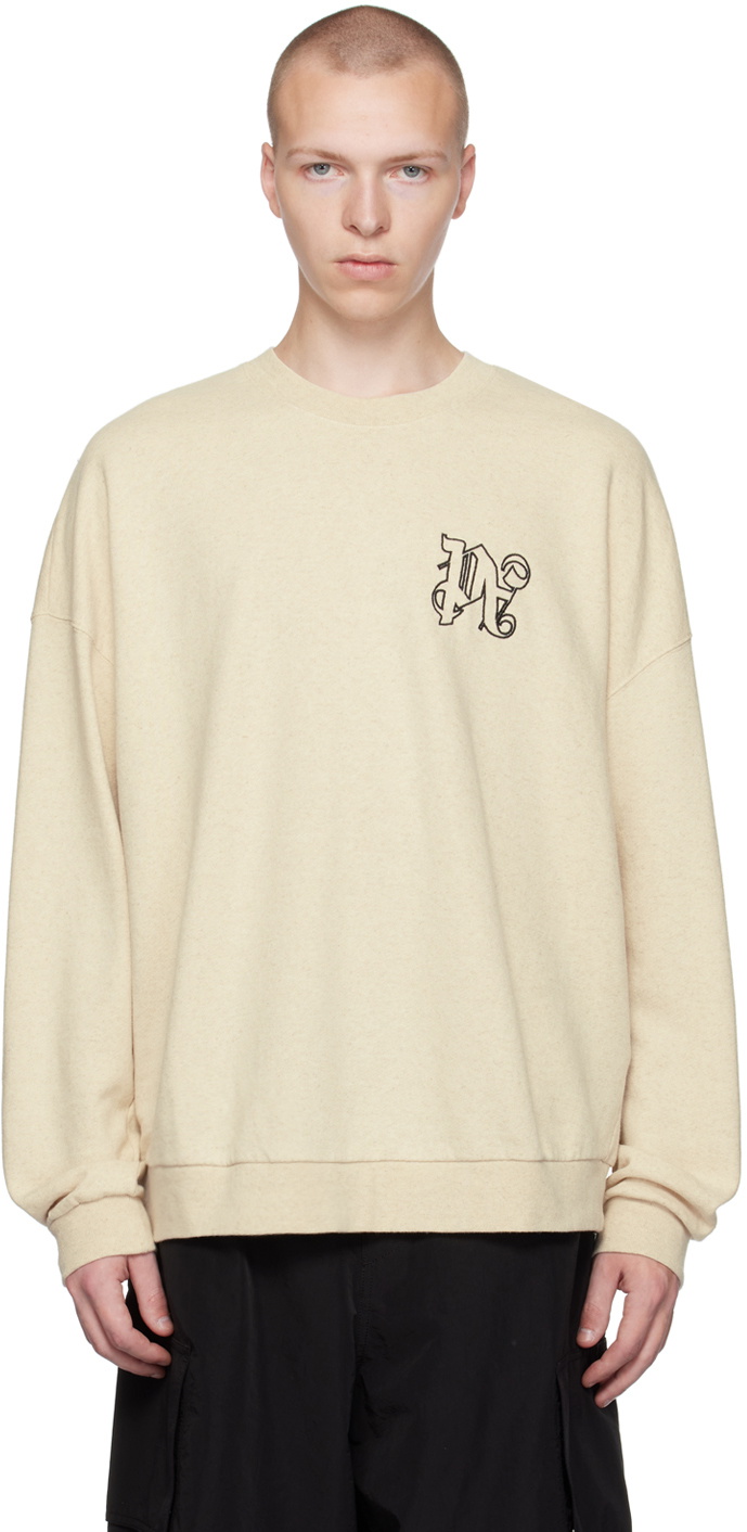 Palm Angels Beige Monogram Sweatshirt Palm Angels