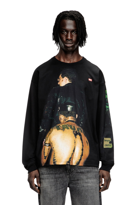 Photo: Diesel Long-sleeve T-shirt with graphic print - T-Shirts - Unisex - Black