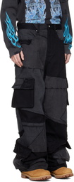 Who Decides War Black Destroyed Denim Cargo Pants