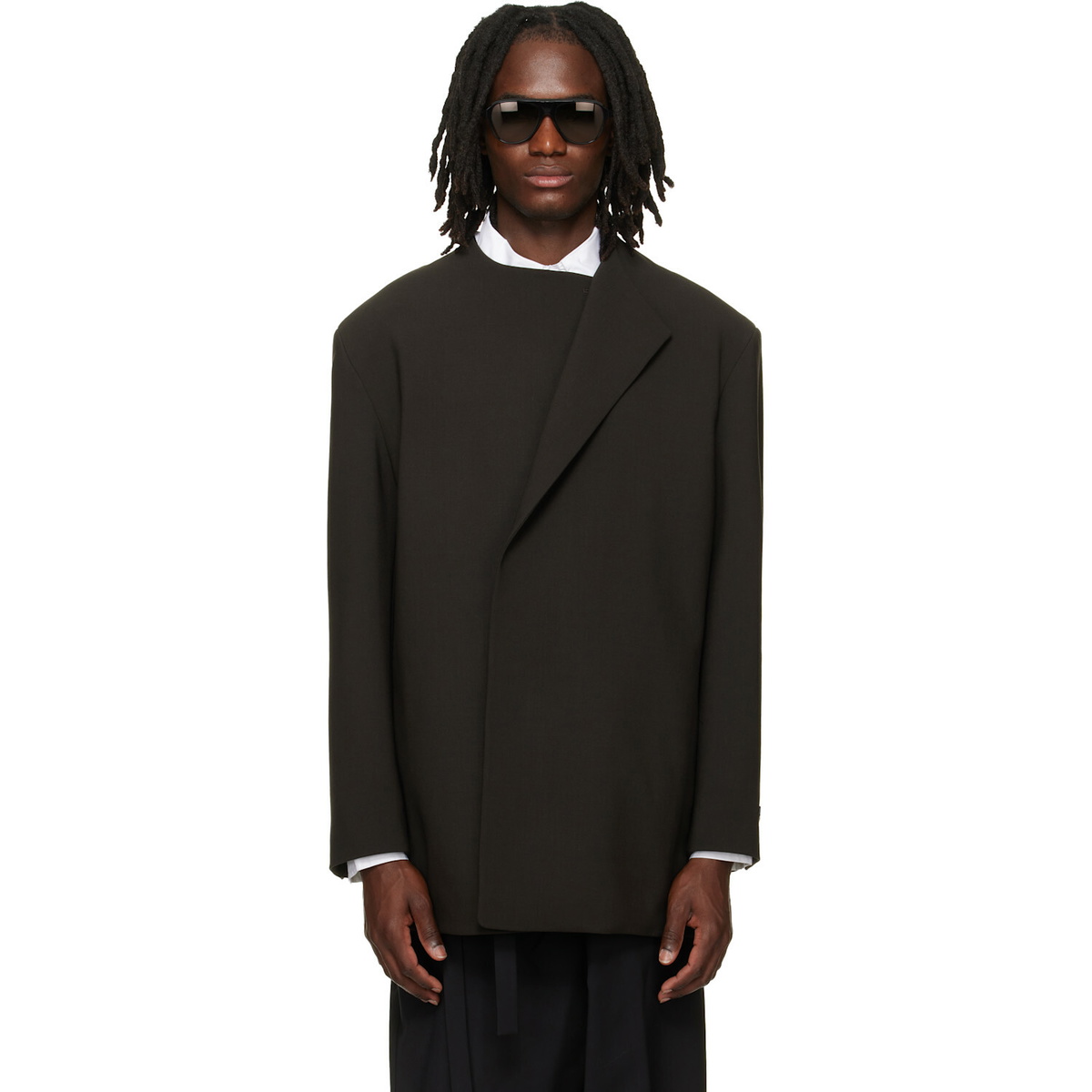 Fear of God Brown Double Weave Wool Crewneck Blazer