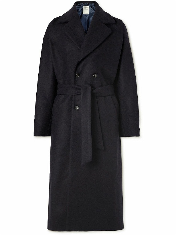 Photo: A Kind Of Guise - Katla Belted Double-Breasted Wool and Cashmere-Blend Coat - Blue