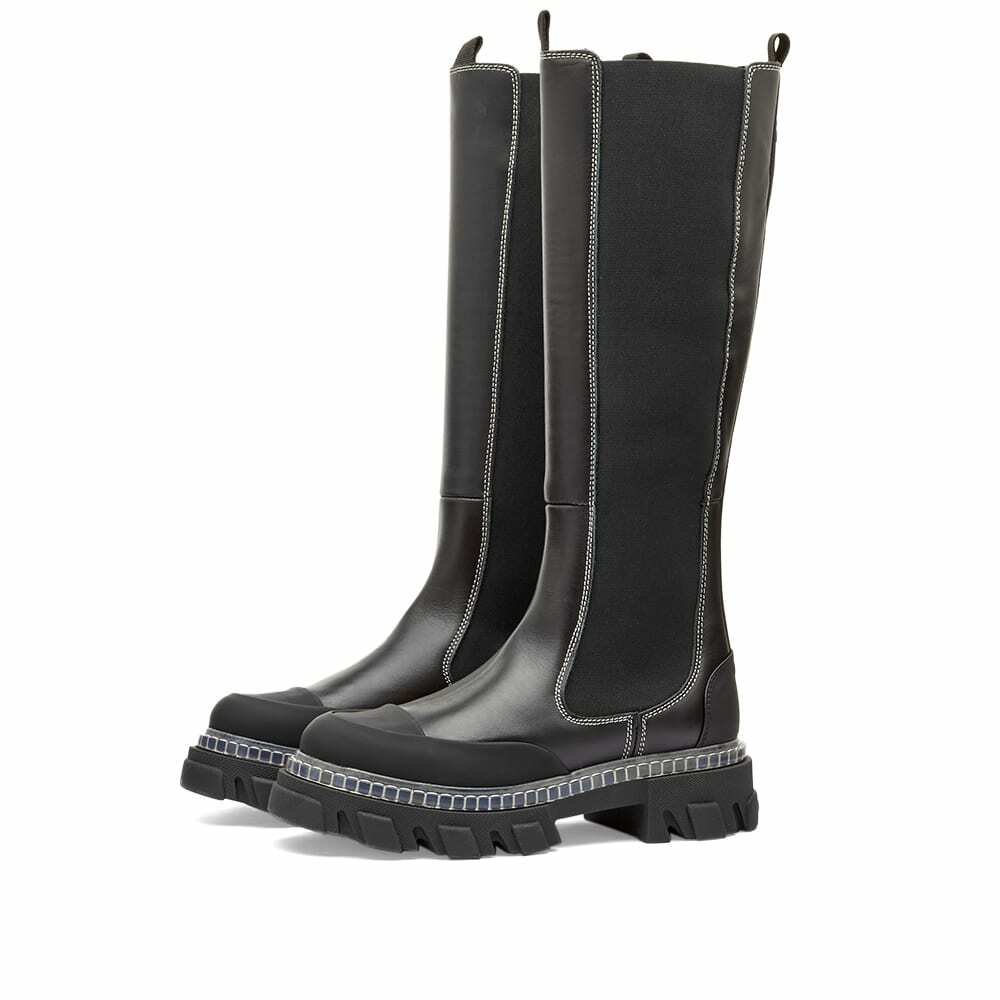 GANNI Women's Cleated High Chelsea Boot in Black GANNI