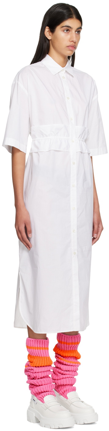 MSGM White Chemisier Midi Dress