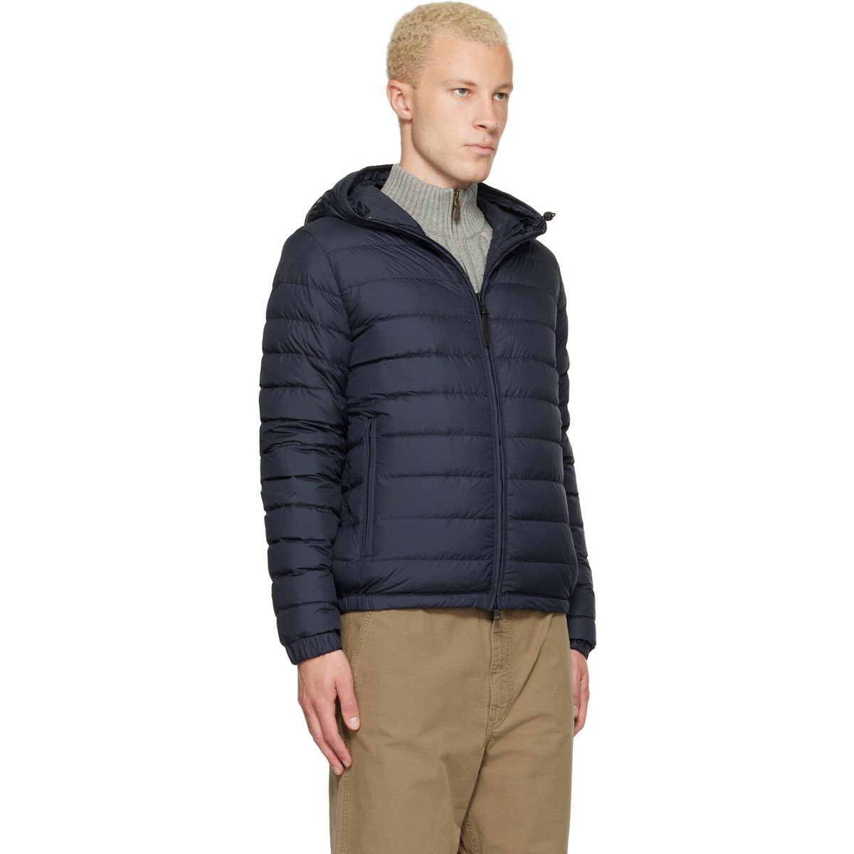 Moncler Navy Solienn Hooded Short Down Jacket